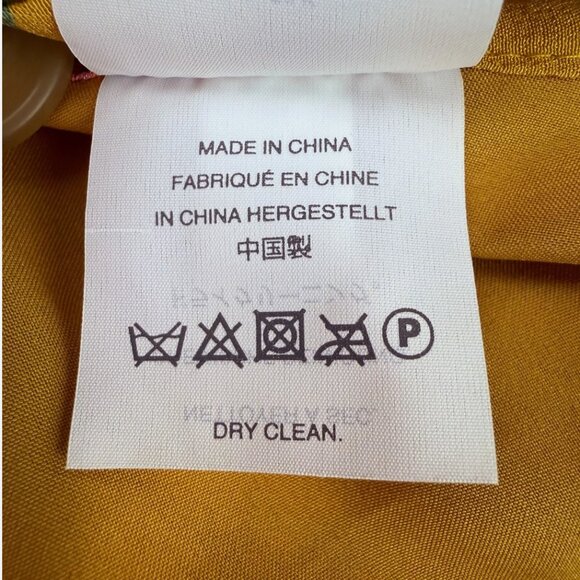 Madewell Yellow Floral 100% Silk Skirt Painted Blooms Side Button Spring Easter - Picture 9 of 14